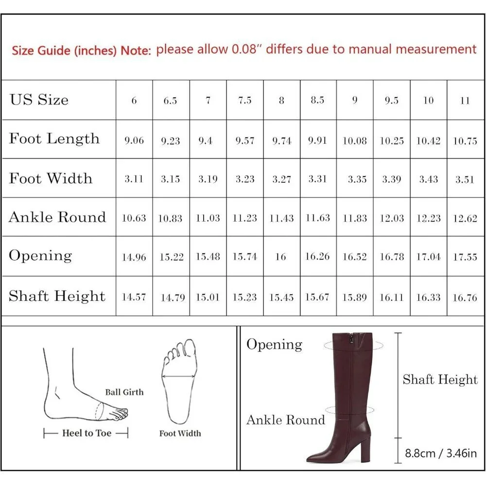 Women's  A-burgundy Tall Long Calf High Chunky Faux Crocodile Knee High Boots
